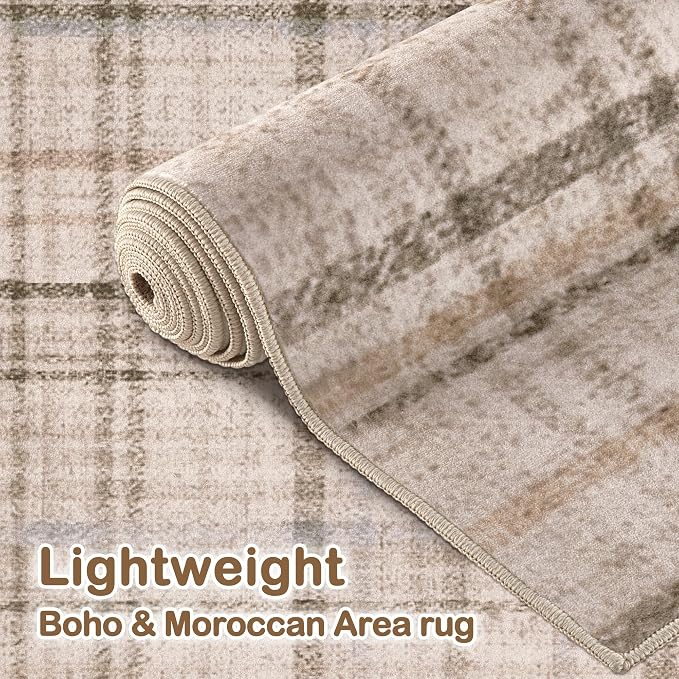 Tortania Area Rug Living Room Rugs - 10x14 Washable Large Soft Neutral Boho Moroccan Bohemian Farmhouse Rug Indoor Floor Carpet for Bedroom Under Dining Table Home Office Decor - Taupe