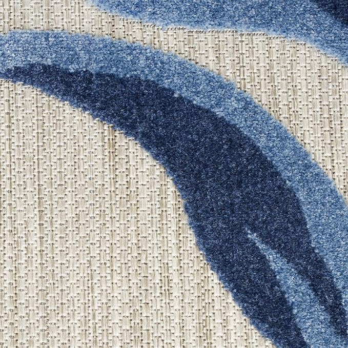 Nourison Home Aloha Blue Grey 2'3" x 12' Area Rug - Easy Clean, Non Shedding, Bed Room, Living Room, Dining Room, Kitchen (12' Runner)