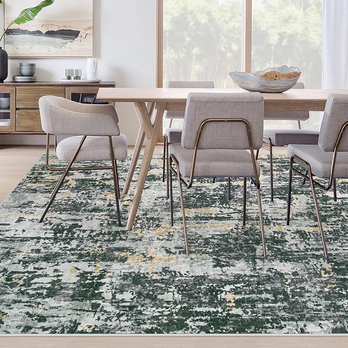 Area Rugs 9x12 Living Room: Washable Rug Modern Abstract Large Rugs Soft Non Slip Neutral Rug Stain Resistant Indoor Carpet for Bedroom Kitchen Dining Room Home Office Rugs(Black Grey Gold,9'x12')