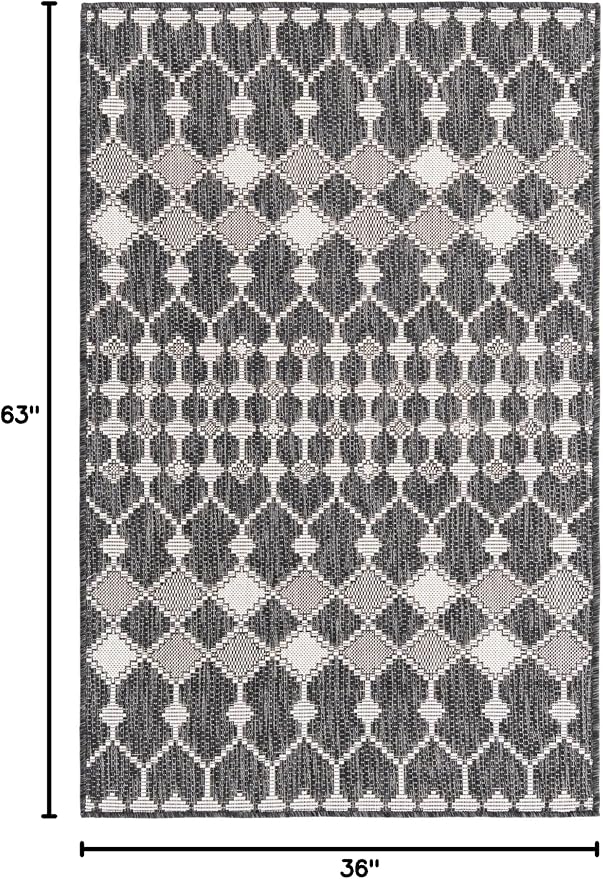 Unique Loom Outdoor Trellis Collection Area Rug - Traliccio (3' x 5' 3" Rectangle, Charcoal/ Ivory)