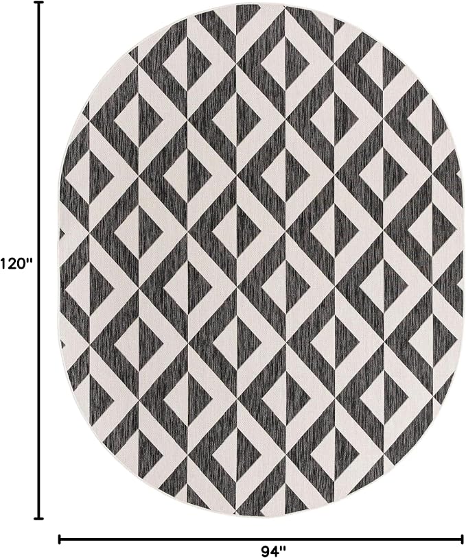 Unique Loom Outdoor Collection Area Rug - Napa (7' 10' x 10' Oval, Charcoal Gray/ Ivory)