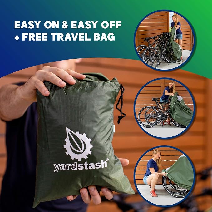 YardStash Bike Cover – XXL Reflective Bicycle Covers for Outside Storage - Waterproof & Weatherproof Garden Tarp Shelters for Bikes, Trikes, 29ers, and Electric Bicycles – Green