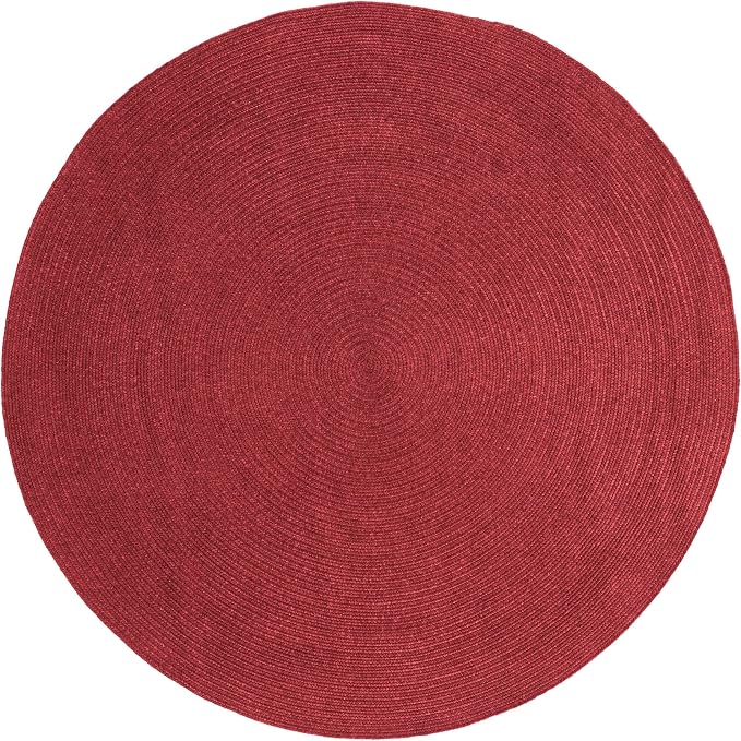 Superior Reversible Braided Indoor/Outdoor Area Rug, 6' round, Burgundy