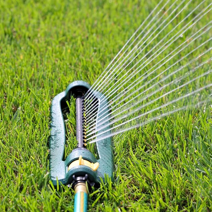 Melnor 65148AMZ Turbo Oscillating Sprinkler, Covers Up to 2,800 Sq. Ft., Adjustable Watering Range, InfinityDrive Turbo Motor, Quick Connect Bundle, Green, Yellow
