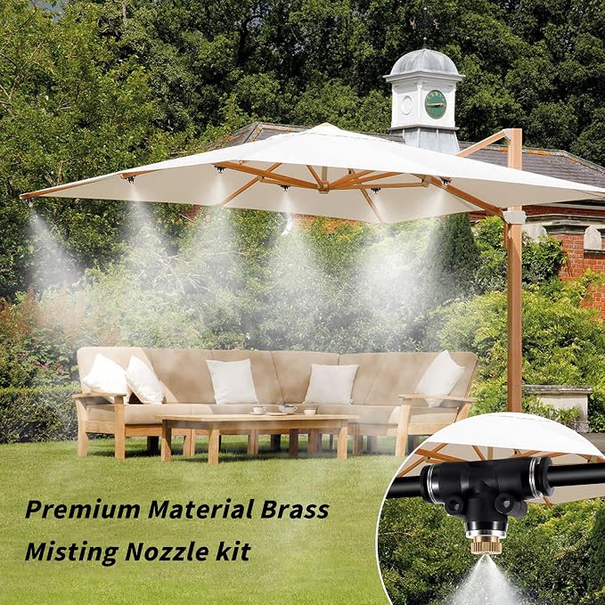 50 Pack Brass Misting Nozzles with 50Pc Brass Misting Nozzles O Ring, Heavy Duty Misting Nozzle 0.012" Orifice (0.3 mm)10/24 UNC for Outdoor Cooling System Dust Control