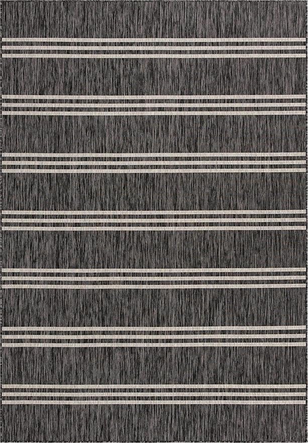 Unique Loom Jill Zarin Outdoor Collection Area Rug - Anguilla (7' 1'' x 10' Rectangle, Charcoal/ Ivory)