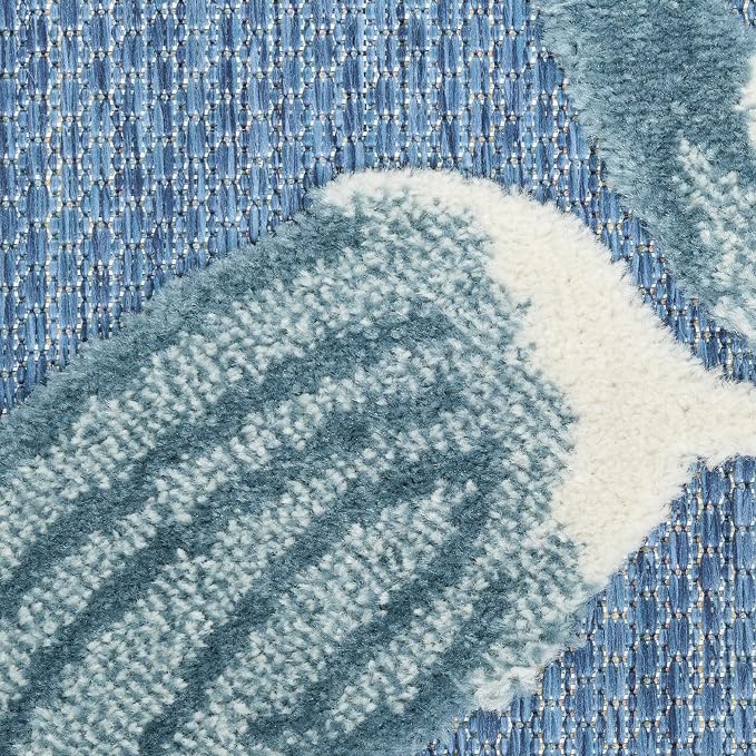 Nourison Home Aloha Blue 3'6" x 5'6" Area Rug - Easy Clean, Non Shedding, Bed Room, Living Room, Dining Room, Kitchen (4' x 6')