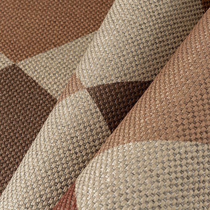 PureCozy 4x6 Checkered Easy Jute Area Rug for Living Room Checkerboard Washable Indoor Outdoor Carpet Farmhouse Patio Office Mat Geometric Non Slip Brown-Beige Carpet for Dorm Backyard Dining Room
