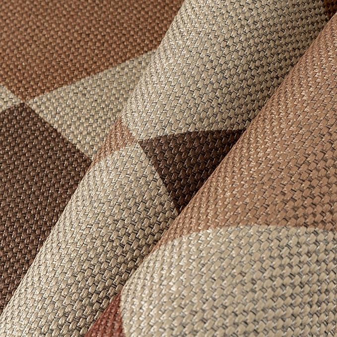 PureCozy 2x3 Checkered Easy Jute Kitchen Front Doormat Non Slip Washable Neutral Area Rug Diamond Non Shedding Low Pile Brown-Beige Checkerboard Floor Carpet for Farmhouse Entryway Porch Doorway