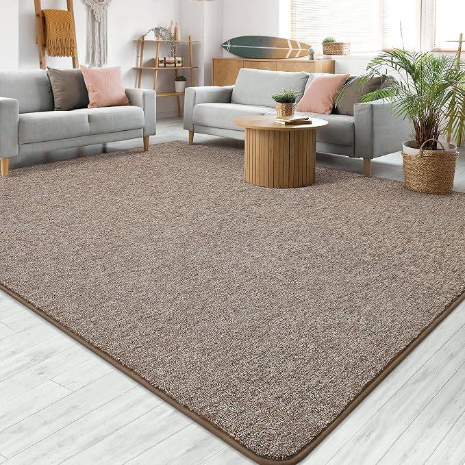 Chicrug Modern 7x10 Memory Foam Area Rugs for Bedroom Living Room | Low-pile Carpet Rug for Kids Playroom, Floor Rug for Bedside Dorm Dining Room Home Decor, Brown and White
