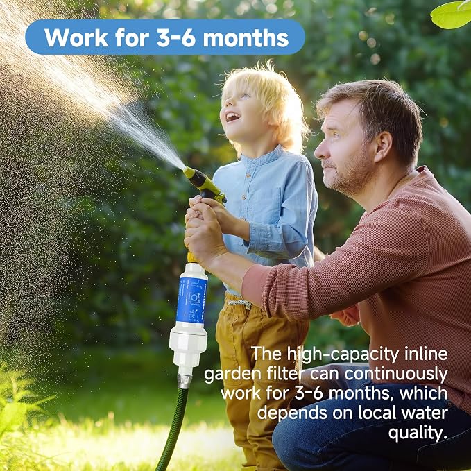 2 Pieces Calcium Inhibitor Filter for 3/4" Standard Garden Hose and Faucets, Inline Sediment Anti-Scale Mister Filter for Outdoor Misting System Mist Nozzle