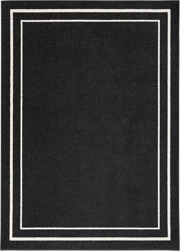 Nourison Home Nourison Essentials Black Ivory 4' x 6' Area Rug - Easy Clean, Non Shedding, Bed Room, Living Room, Dining Room, Kitchen (4' x 6')
