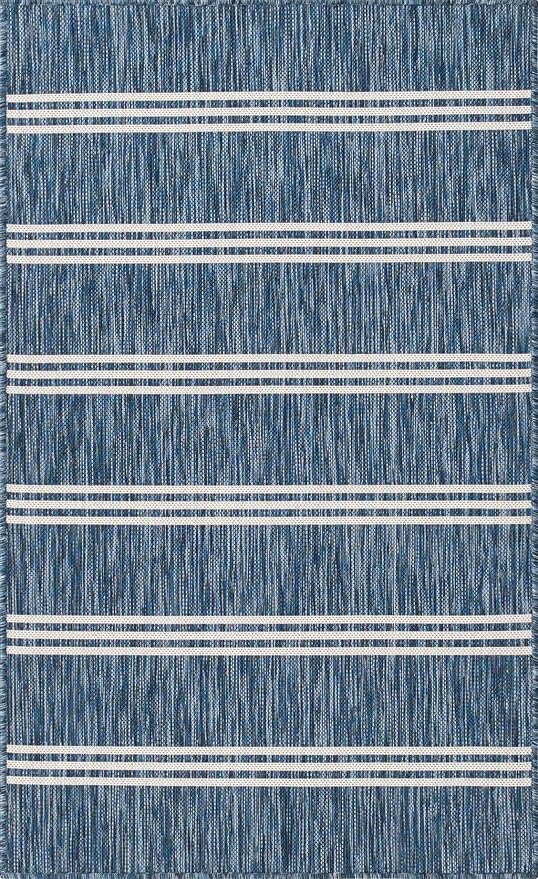 Unique Loom Outdoor Collection Area Rug - Anguilla (3' 3' x 5' 3' Rectangle, Blue/ Ivory)