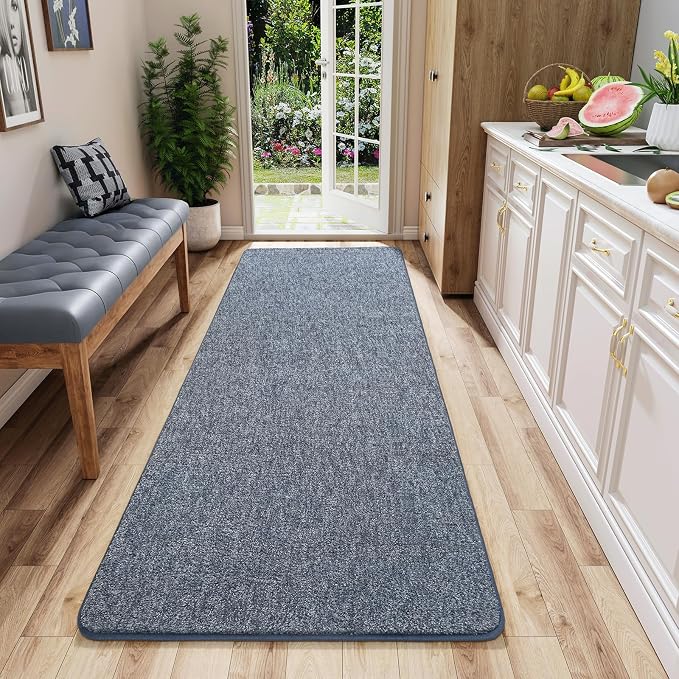 AROGAN 2x6 Runner Rug for Hallway, Long Runner Rugs Non Slip, Blue | Soft Washable Memory Foam Carpet for Bedroom, Non Slip Backing Runners Rug for Hallways, Kitchen, Bathroom, Entryway Home