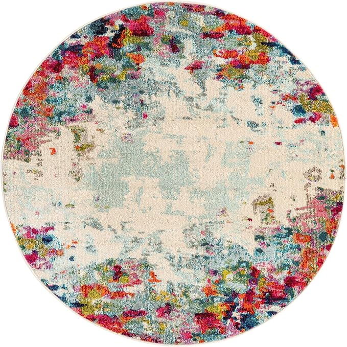 Unique Loom Chromatic Collection Area Rug - Joyous (5' Round Multi/Blue)