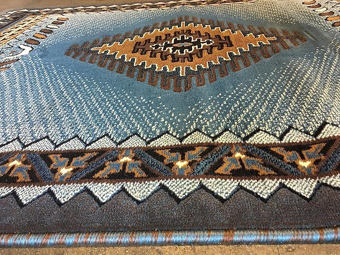 YHSF South West Native American Area Tribal Rug - Brown, 3' 10" x 5' 2" | Easy-Clean, Soft & Durable Tribal Rug for Living Room, Bedroom, Kitchen & More - Stain-Proof Runner for Home Decor