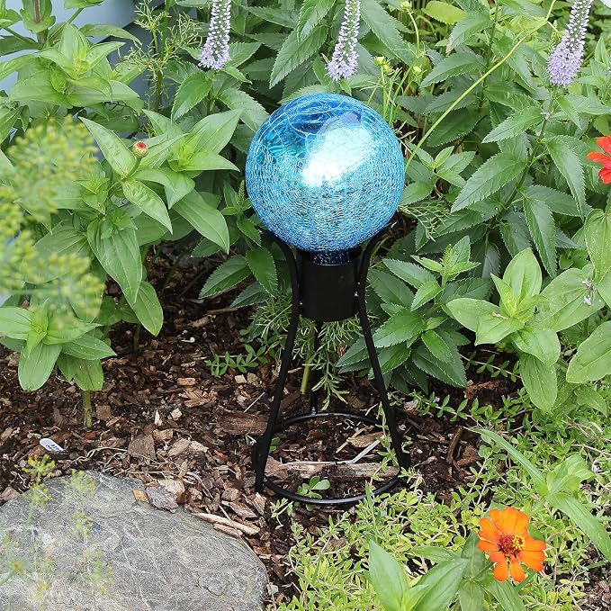 Achla Designs 6-Inch Crackle Gazing Globe Ball, Plum