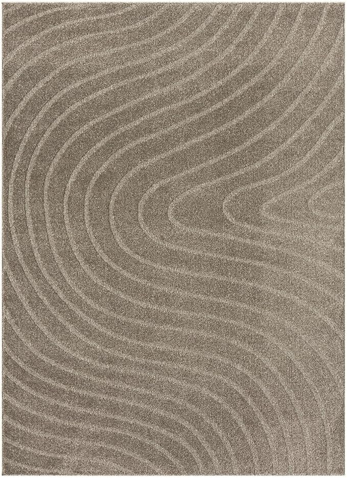 LUXE WEAVERS Modern Geometric Wave Taupe 6x9 Area Rug