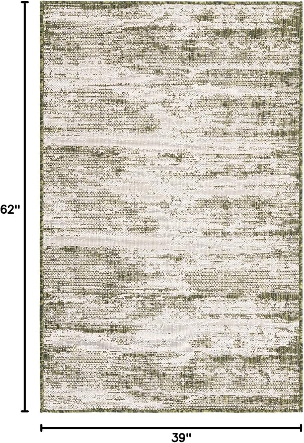 Unique Loom Outdoor Modern Collection Area Rug - Cartago (3' 3" x 5' 2" Rectangle, Green/ Ivory)