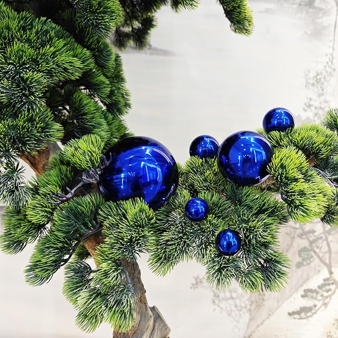 Gazing Ball Stainless Steel Gazing Globe Mirror Reflective Garden Sphere Floating Pond Balls Gazing Ball Shiny Home Outdoor Ornament (Blue, 6Pack)
