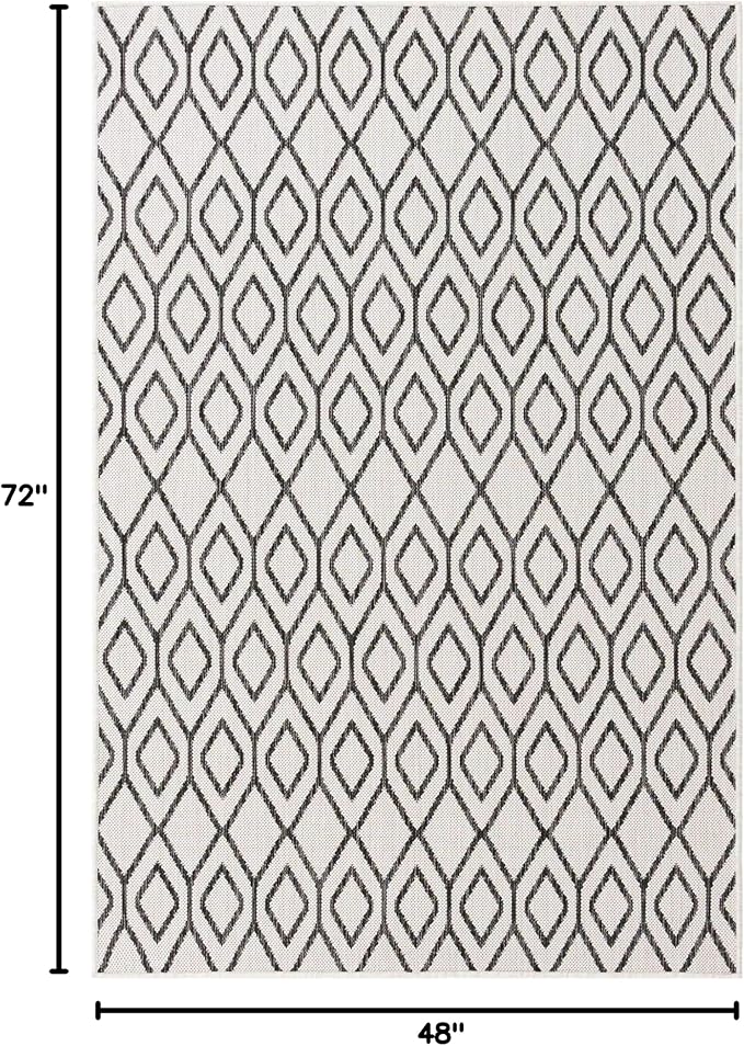 Jill Zarin Outdoor Collection Area Rug - Turks and Caicos (4' x 6' Rectangle Ivory/Black)