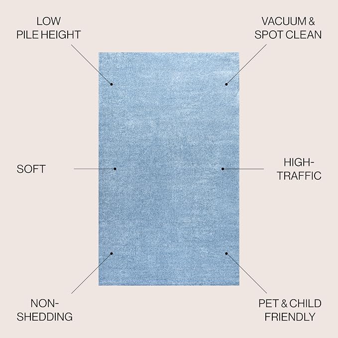 JONATHAN Y Haze Solid Low-Pile Classic Blue 5x5 Square Indoor Area Rug, Coastal,Bohemian,Minimalist,Classic, Easy-Cleaning for Living Room,Bedroom,Kitchen,Pet Friendly,Non-Shedding (SEU100F-5SQ)