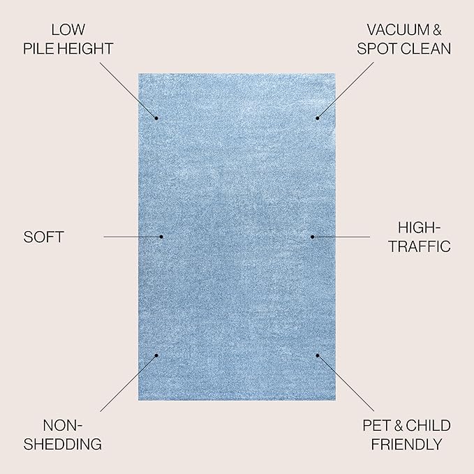 JONATHAN Y Haze Solid Low-Pile Classic Blue Indoor Area Rug 3x5, Coastal,Bohemian,Minimalist,Classic, Easy-Cleaning for Living Room,Bedroom,Kitchen,Pet Friendly,Non-Shedding (SEU100F-3)