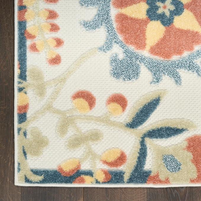 Nourison Home Aloha Grey Multicolor 3'6" x 5'6" Area Rug - Easy Clean, Non Shedding, Bed Room, Living Room, Dining Room, Kitchen (4' x 6')