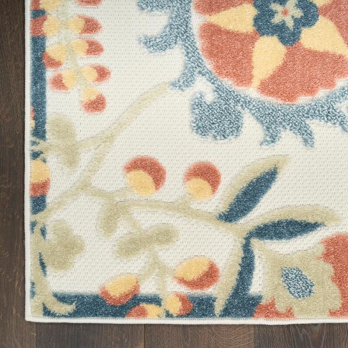Nourison Home Aloha Grey Multicolor 5'3" x 7'5" Area Rug - Easy Clean, Non Shedding, Bed Room, Living Room, Dining Room, Kitchen (5' x 8')