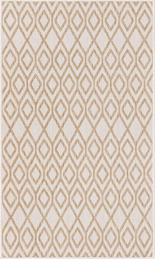 Unique Loom Outdoor Collection Area Rug - Costa Rica (3' 3" x 5' 3" Rectangle, Beige/ Cream)