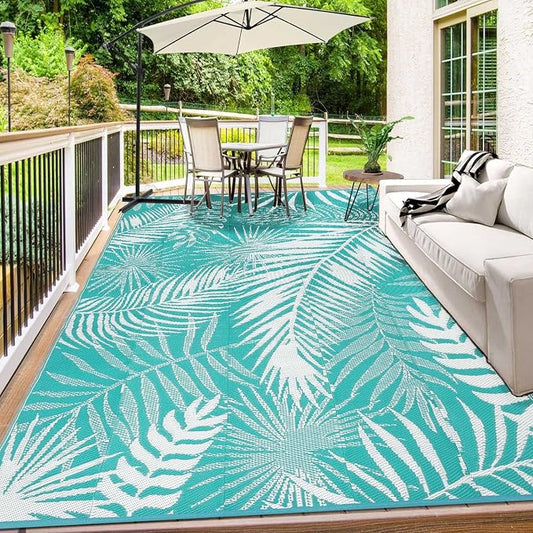 Outdoor Rugs 9x12 for Patios Clearance Large Outdoor Rug, Outdoor Plastic Straw Rug RV Camping Rug Large Outdoor Mat for RV, Patio, Backyard, Deck, Picnic, Beach, Trailer, Camping