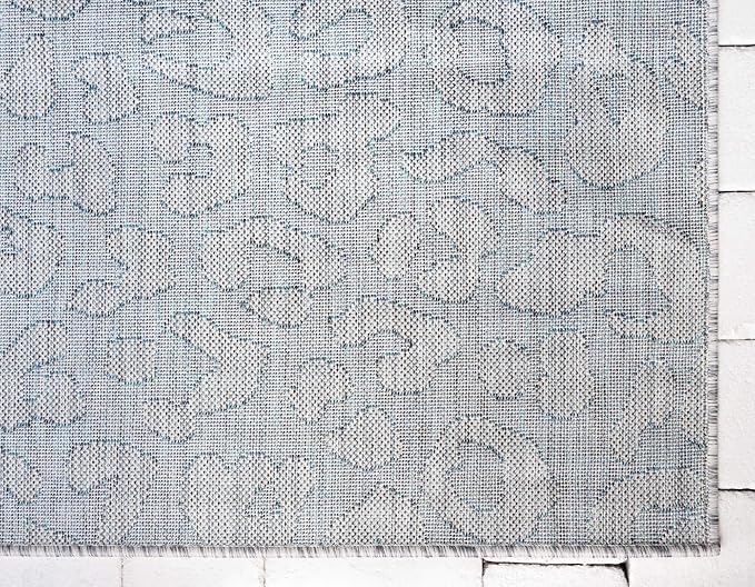 Unique Loom Outdoor Safari Collection Area Rug - Leopard (7' 1" x 10' Rectangle, Teal/ Ivory)