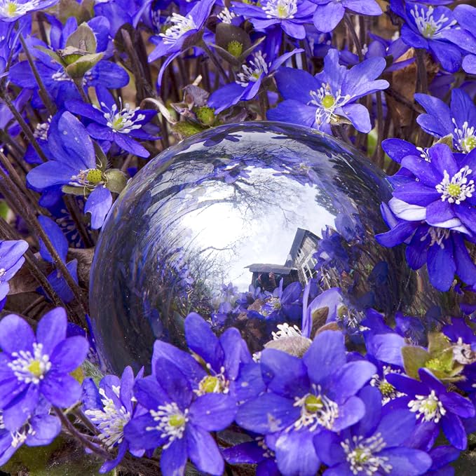 6 Inch Gazing Ball, Large Shiny Mirror Globe for Gardens Ponds Floating Swimming Pool Home Clearance Stand Decoration Outdoor, Stainless Steel Prime Sphere Hollow Polished Decorative Ornament (Silver)
