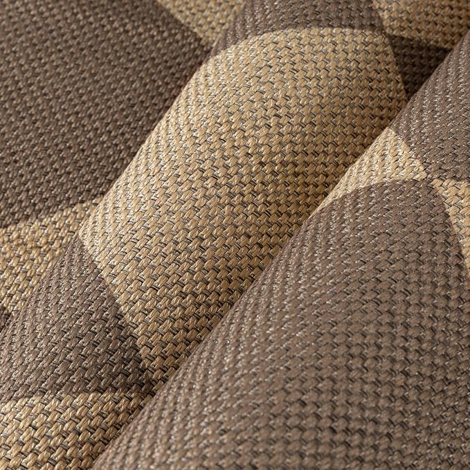 PureCozy 6x9 Checkered Easy Jute Area Rug for Living Room Large Checkerboard Washable Indoor Outdoor Carpet Farmhouse Patio Office Mat Geometric Non Slip Brown Carpet for Backyard Dining Room