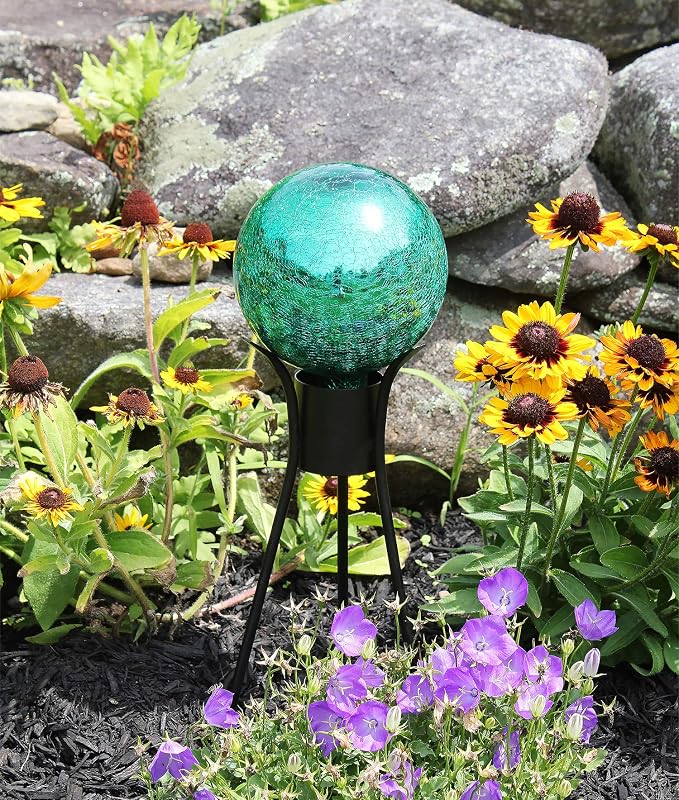 Achla Designs 6-inch Crackle Gazing Globe Ball, Emerald Green