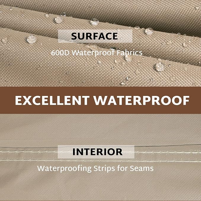 iBirdie Outdoor Sectional Cover fit 95 x 95 inch, 94 x 93, 93 x 92 L-Shaped Patio Sofa Waterproof Weatherproof 600D Heavy Duty Garden Furniture Cover for Outside L Shape Couch, Brown