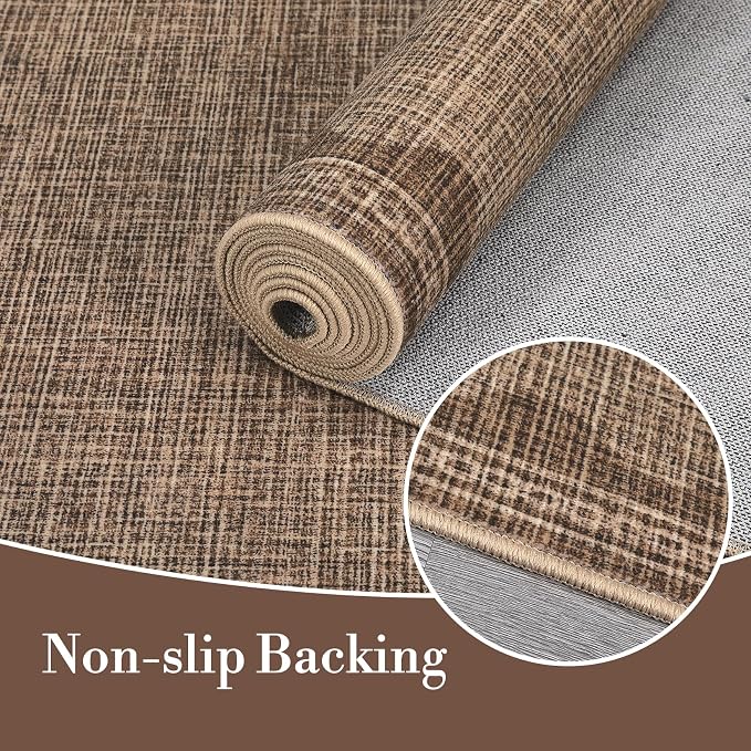 Garvee Modern Bordered Rugs for Living Room 8x10 Large Washable Rug Coffee | Non Slip Low Pile Soft Carpet Foldable Non Shedding Stain Resistant Floor Cover for Bedroom Playroom Nursery Office Dorm
