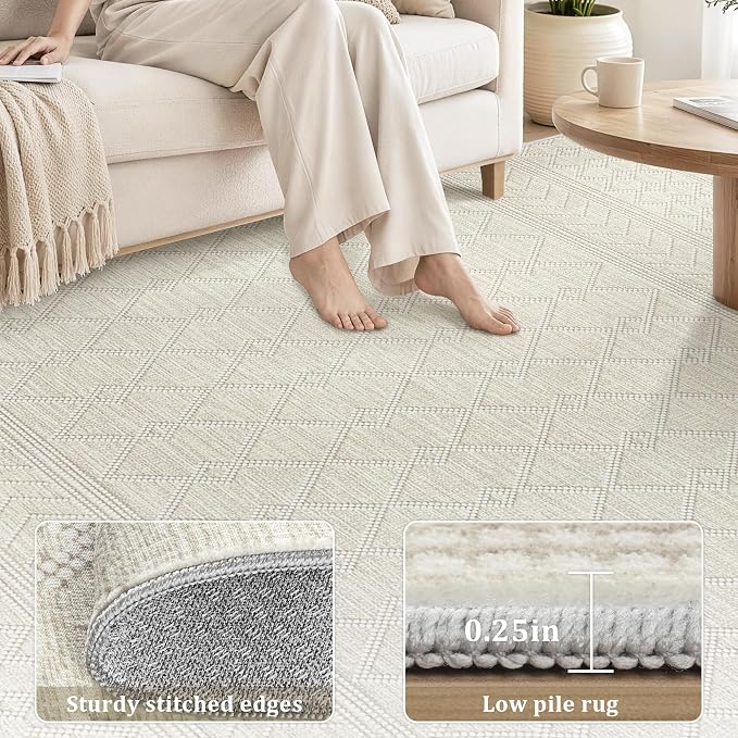 5x7 Area Rug For Living Room, Washable Gray Rugs Non Slip Low Pile | Neutral Large Soft Rug，Modern Geometric Carpet For Bedroom Dining Room Home Office Decor rug