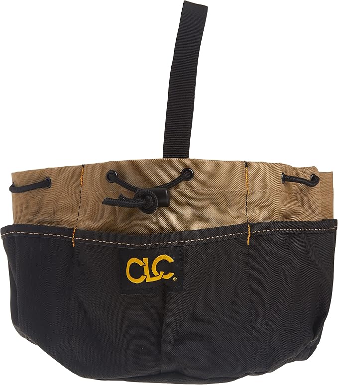 CLC Custom LeatherCraft 1148 Drawstring Bucket Bag, 18 Pocket , Black