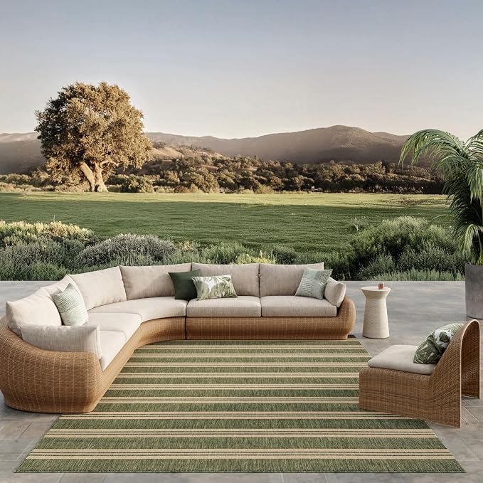 Nourison Home Horizon Indoor/Outdoor Green 10' x 14' Area Rug - Easy Clean, Non Shedding, Bed Room, Living Room, Dining Room, Kitchen (10' x 14')