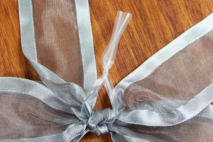 Silver Pre-Tied Organza Bows with Twist Ties. Pack of 12 Satin-Edged Fabric Bows Made of 1-1/2" Ribbon. Bow Measures 4" Wide (12, Silver)