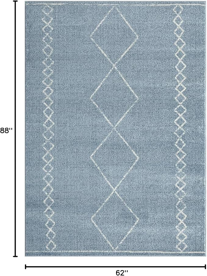 LUXE WEAVERS Daphnes Blue 5x7 Boho Moroccan Geometric Area Rug 2735