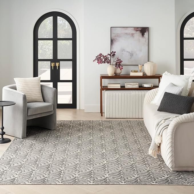 Nourison Home Aloha Charcoal 3'6" x 5'6" Area Rug - Easy Clean, Non Shedding, Bed Room, Living Room, Dining Room, Kitchen (4' x 6')