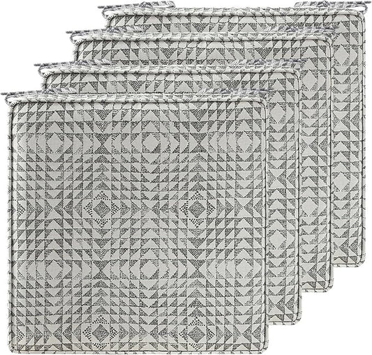 18.5 x 16 Inch Sunbrella Outdoor Chair Cushions with Tie Straps, Set of 4 Thick Water Repellent Rectangle Patio Chair Pads for Garden Lawn Patio Furniture, Runa Classic