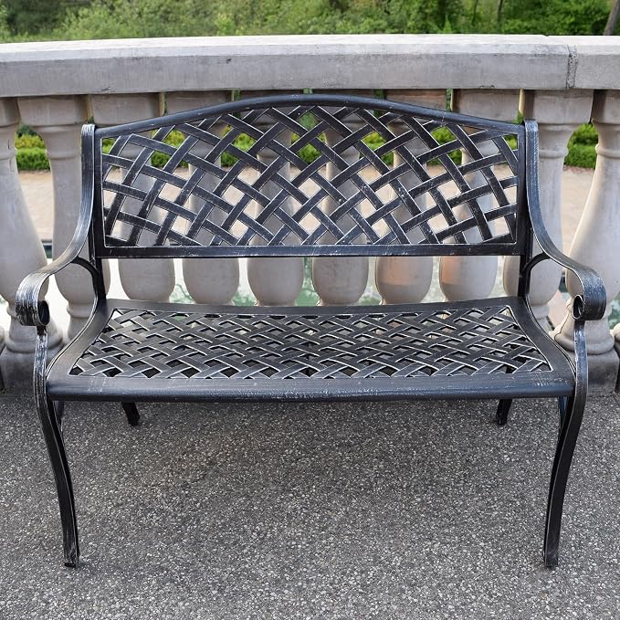 Outdoor Aluminum Modern Patio Bench Loveseat