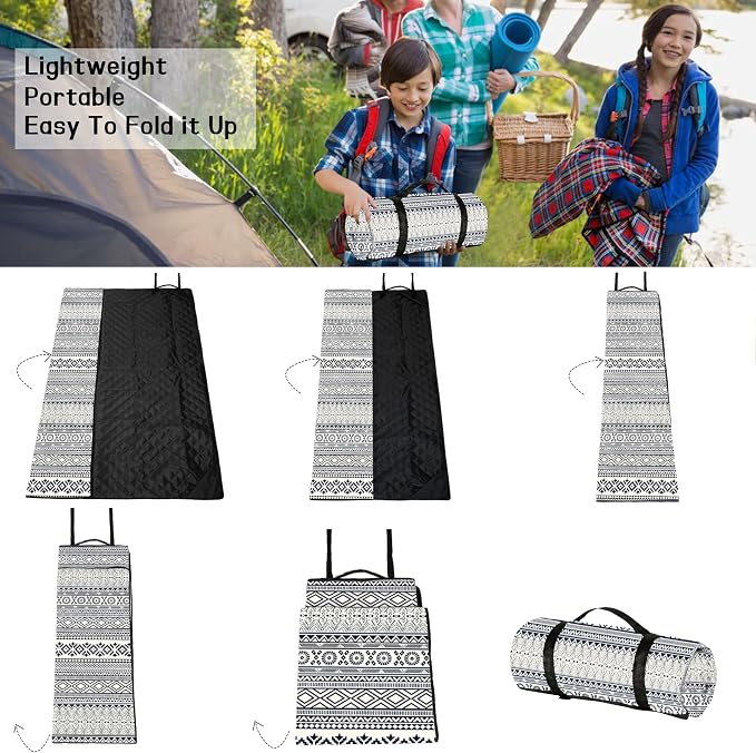 Picnic Blankets Beach Blanket 80" X 80" Extra Large Waterproof Camping Blankets Portable Outdoor Mat 3-Layer Blanket for Beach, Hiking, Park, Music Festival, Grass Lawn,Travel