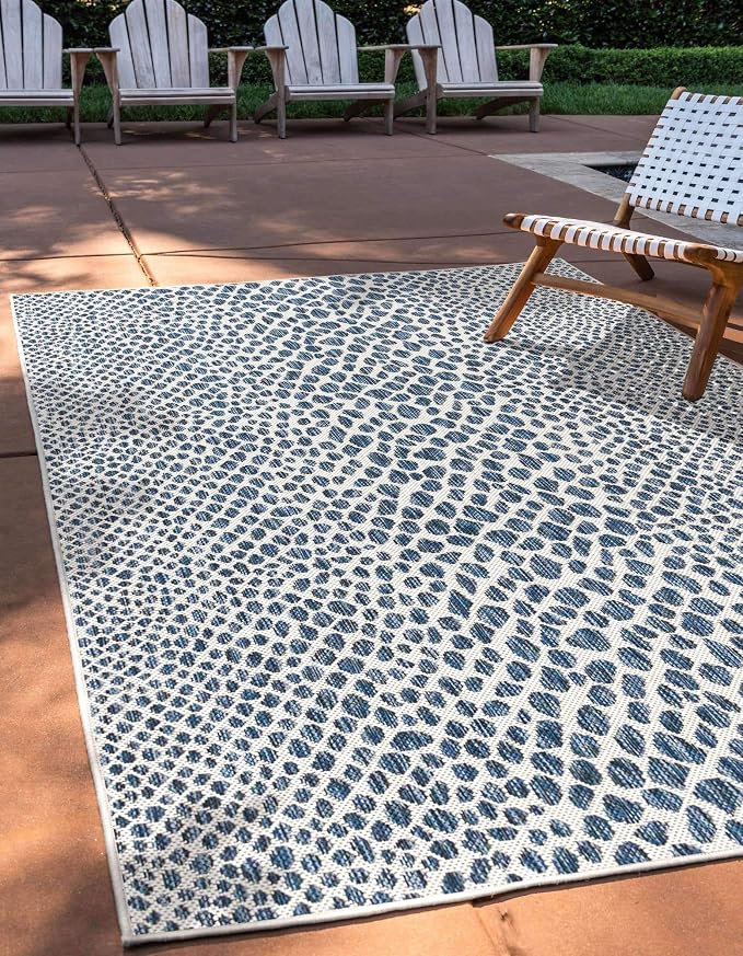 Unique Loom Outdoor Collection Area Rug - Cape Town (2' 2' x 3' 1' Rectangle, Blue/ Olive)