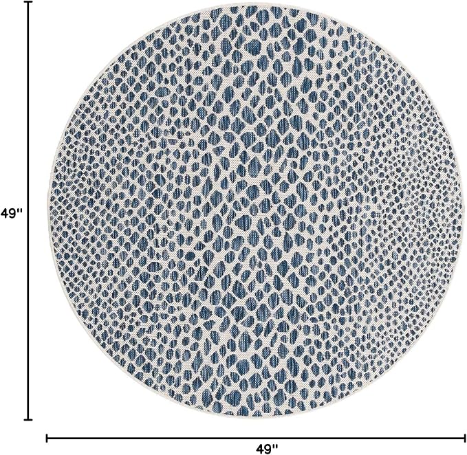 Jill Zarin Outdoor Collection Area Rug - Cape Town (4' 1" Round, Blue/ Olive)