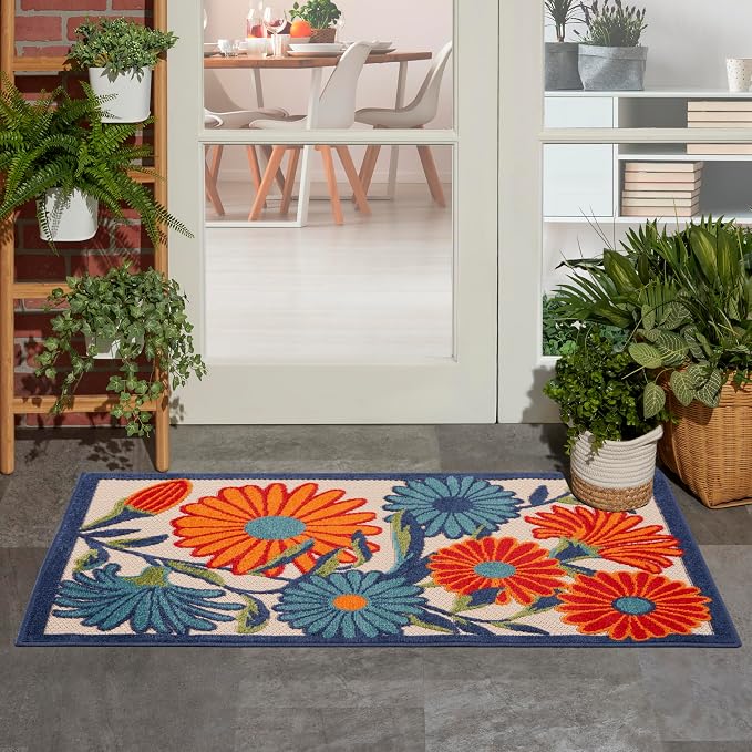 Nourison Home Aloha Multicolor 2' x 3' Area Rug - Easy Clean, Non Shedding, Bed Room, Living Room, Dining Room, Kitchen (2' x 3')