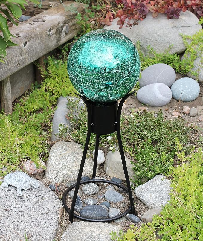 Achla Designs 6-inch Crackle Gazing Globe Ball, Emerald Green